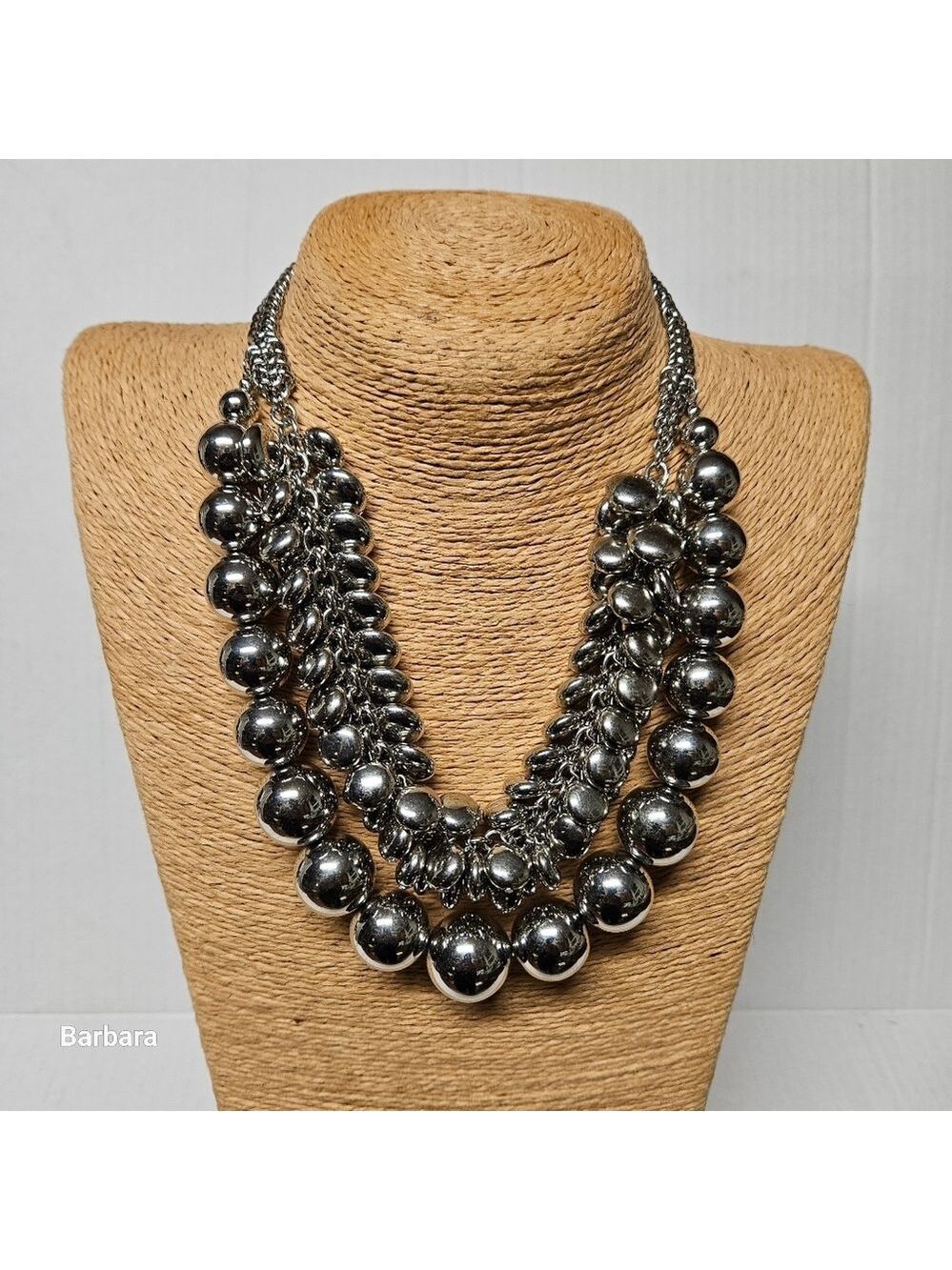 Latasia Silver-tone Chunky Ball Statement Necklace